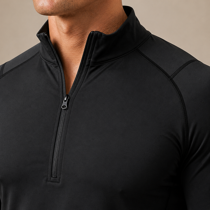 Maglia mezza zip elasticizzata sagomata