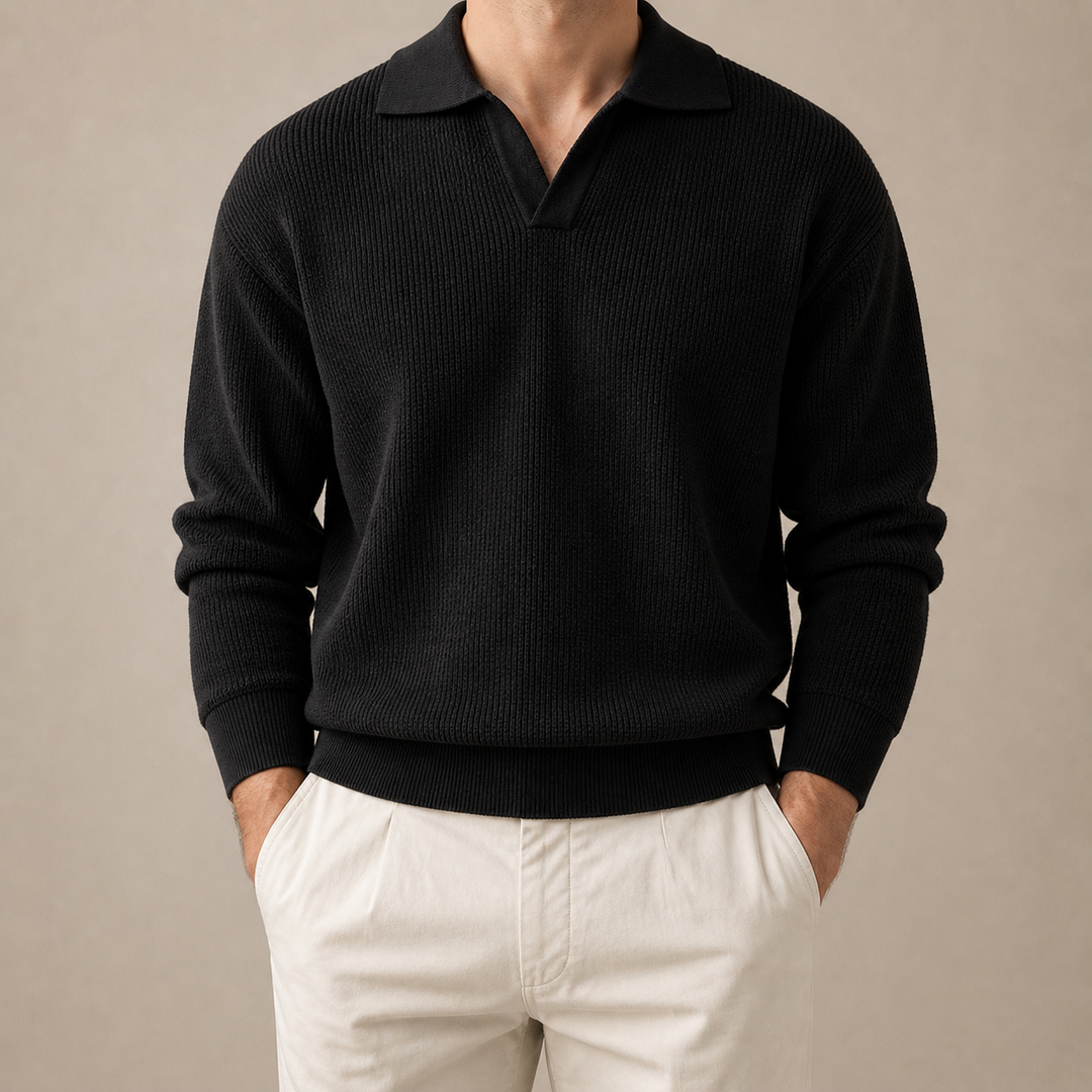 Maglione Polo a Maglia Testurizzata