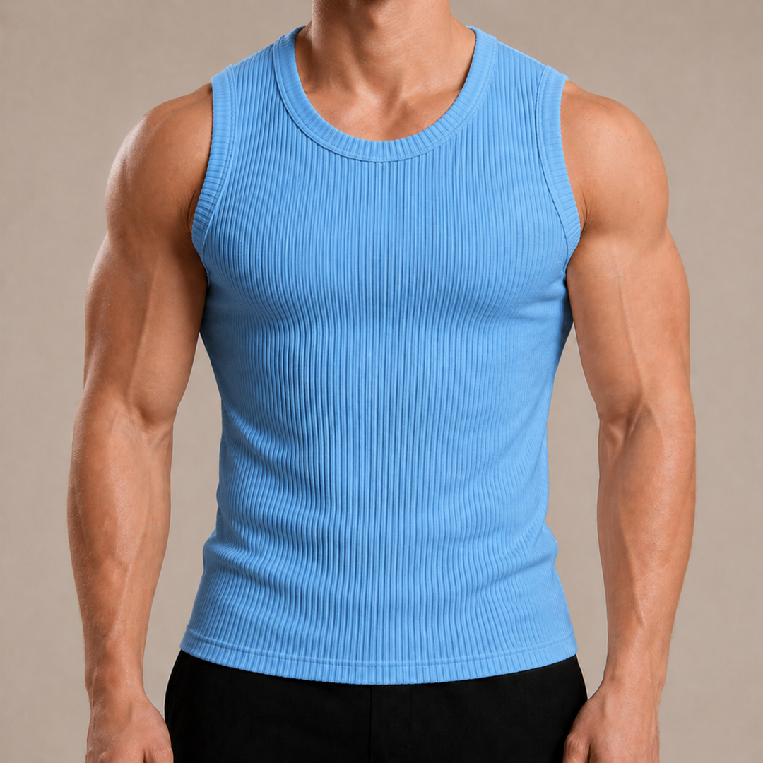 Canotta a costine slim fit da uomo in misto cotone