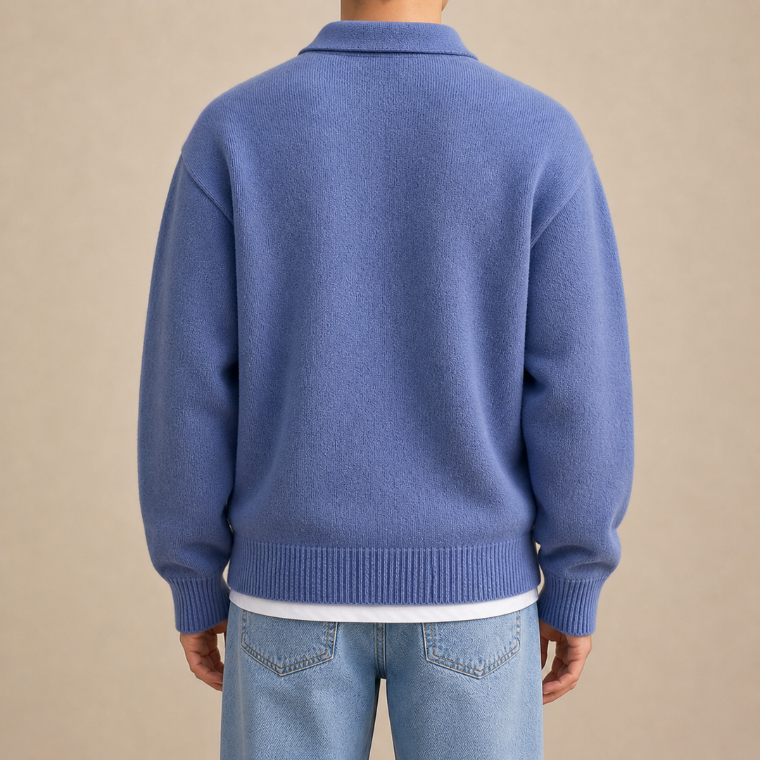 Maglione in Lana con Mezzo Zip