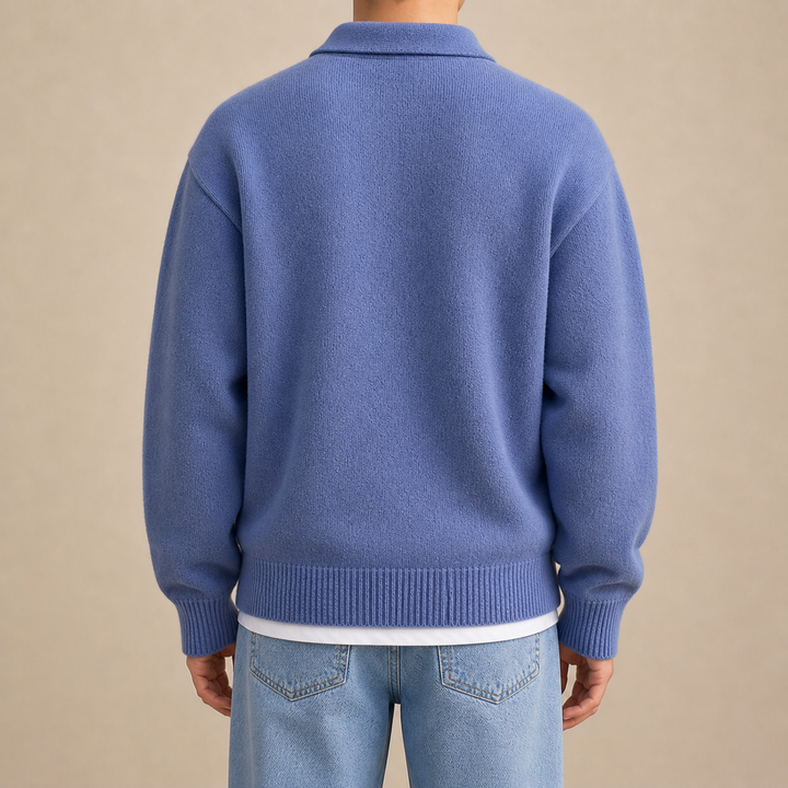 Maglione in Lana con Mezzo Zip