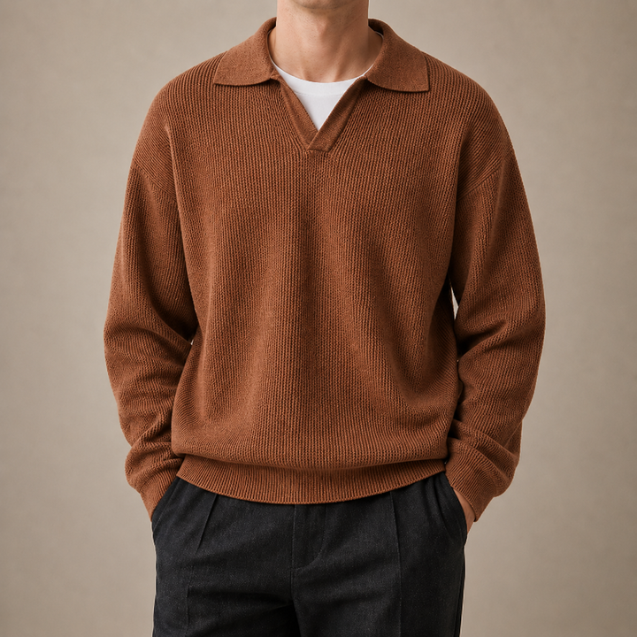 Maglione Polo a Maglia Testurizzata