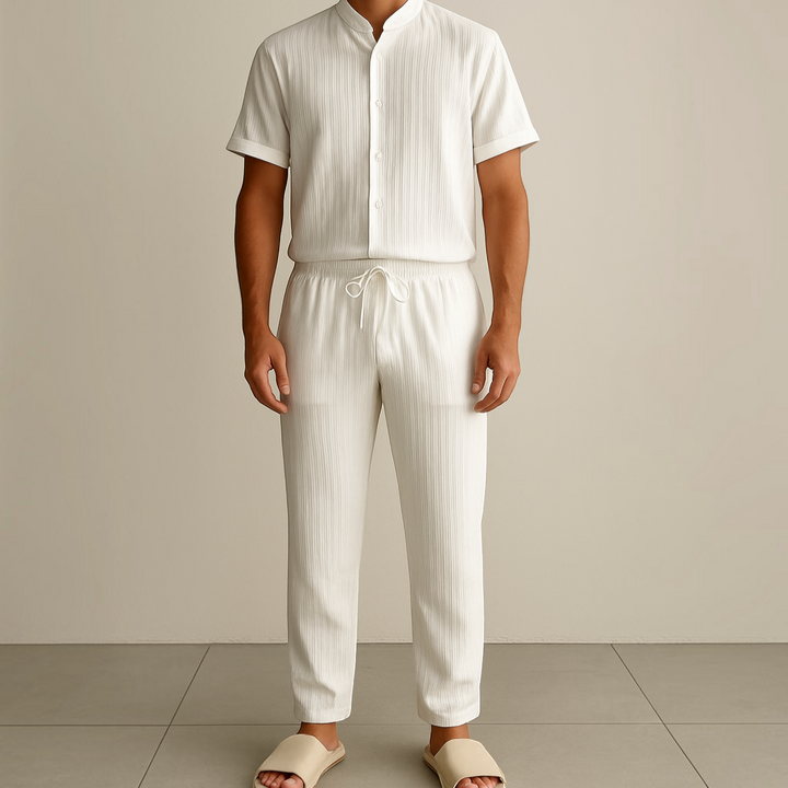 Saverio – Coordinato estivo a righe in bianco | Luna Moda