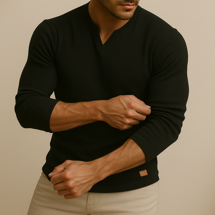 Maglietta Sportiva Slim Fit da Uomo con Collo a V