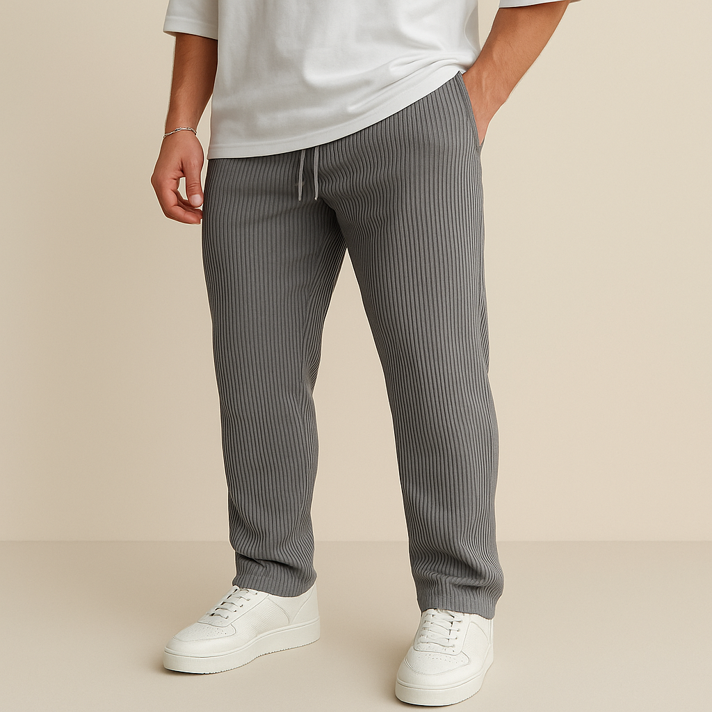 Pantaloni a Gamba Tubolare a Coste