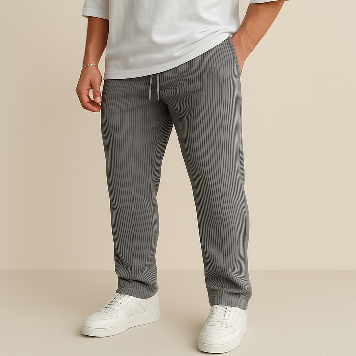 Pantaloni a Gamba Tubolare a Coste