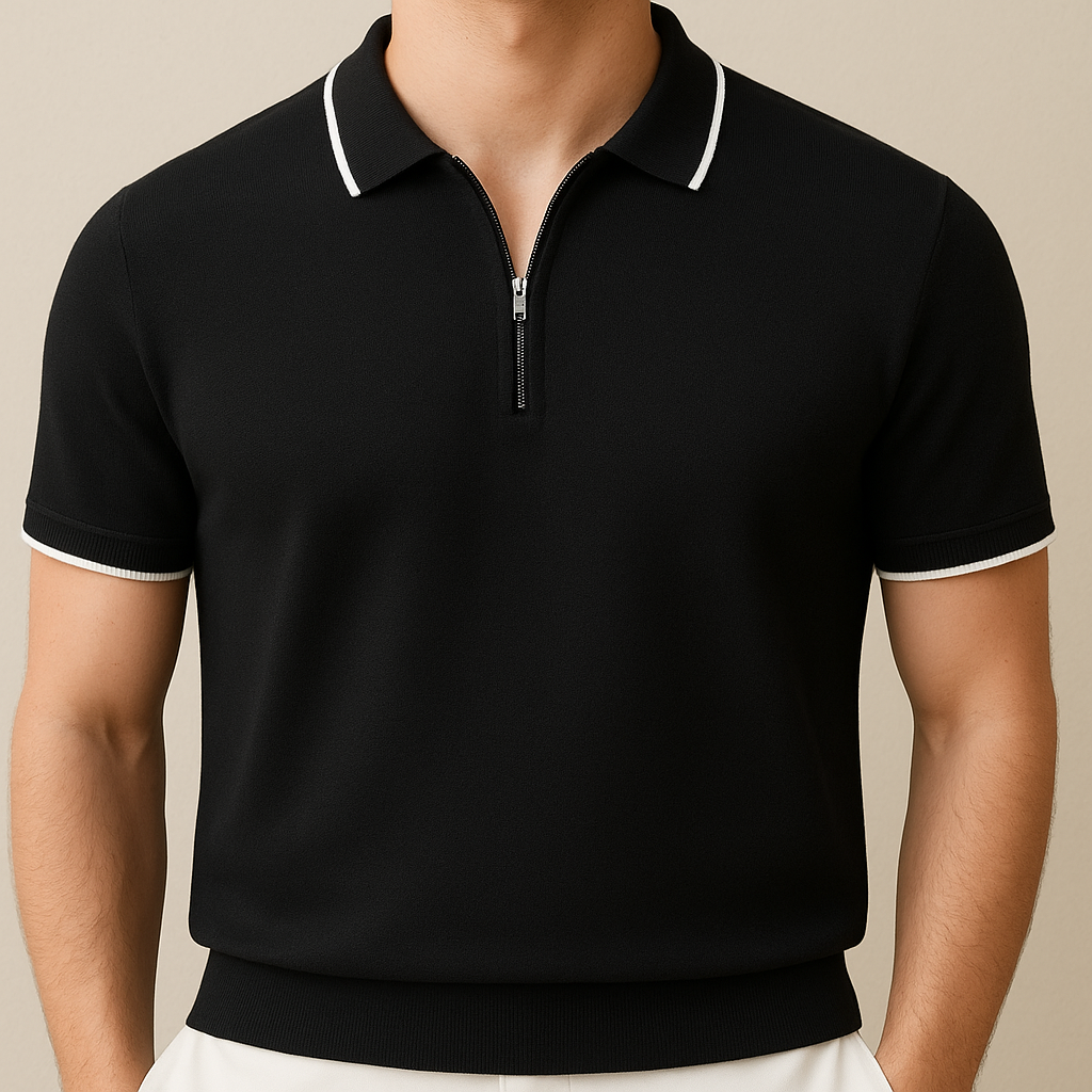 Polo da Uomo in Maglia con Zip