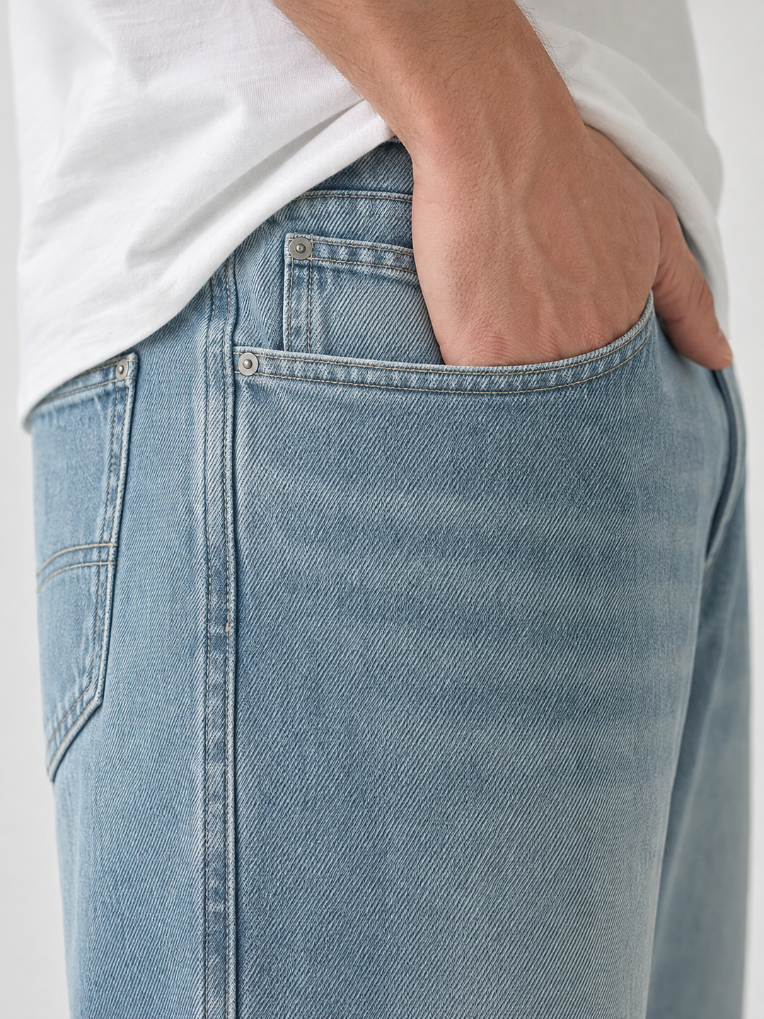 Jeans dritti minimalisti base da uomo con zip