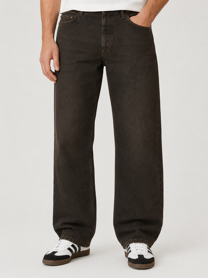 Blake – Jeans baggy a gamba larga marrone tinto