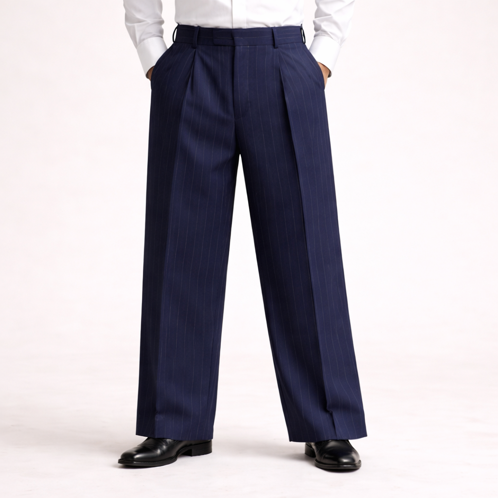 Pantaloni da abito in misto lana a righe