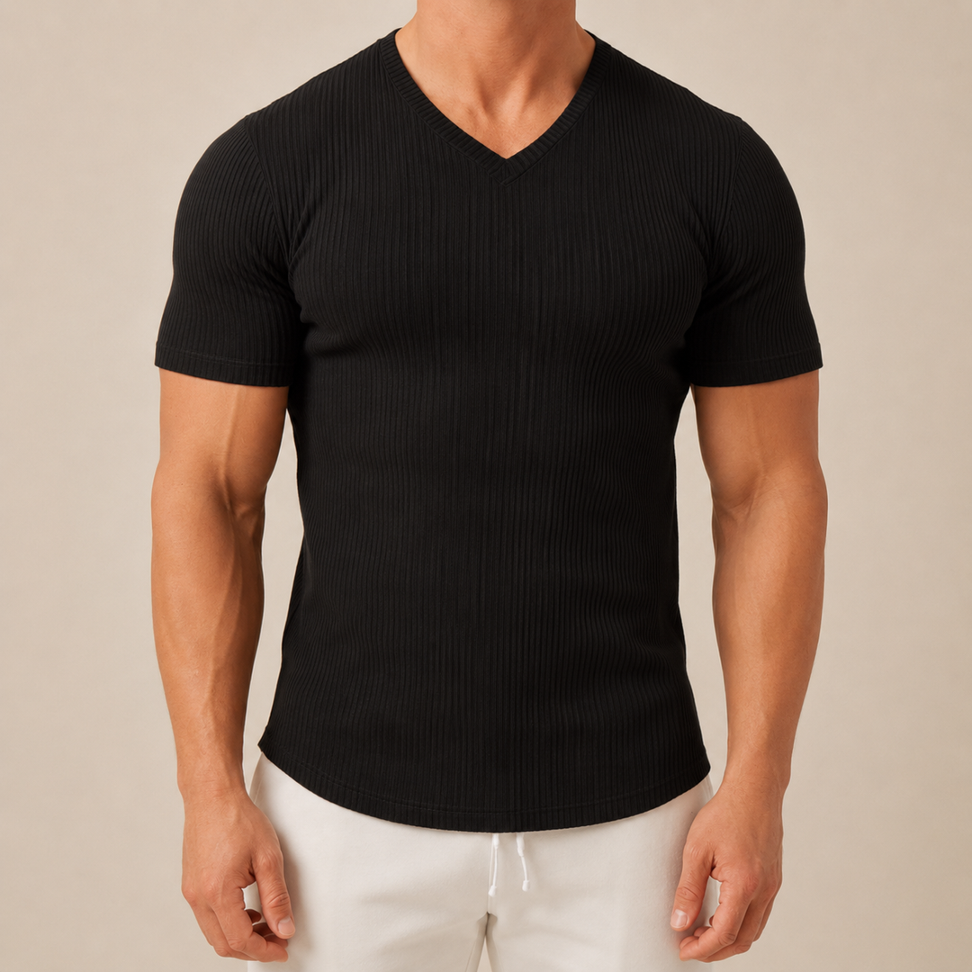 T-Shirt Sportiva da Uomo Slim Fit con Collo a V