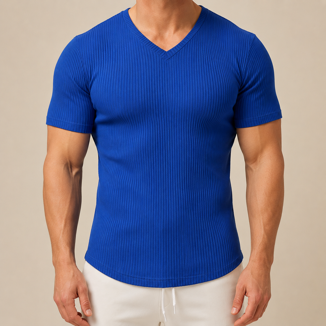 T-Shirt Sportiva da Uomo Slim Fit con Collo a V