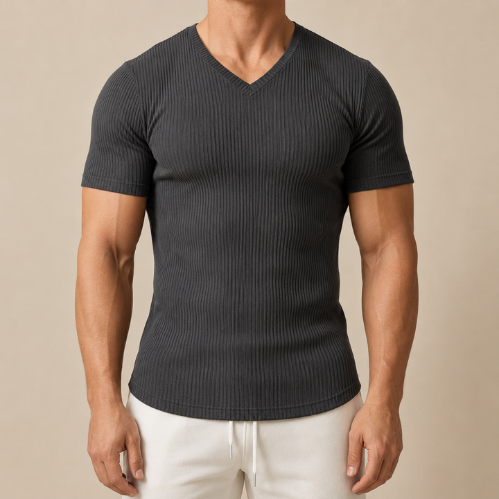 T-Shirt Sportiva da Uomo Slim Fit con Collo a V