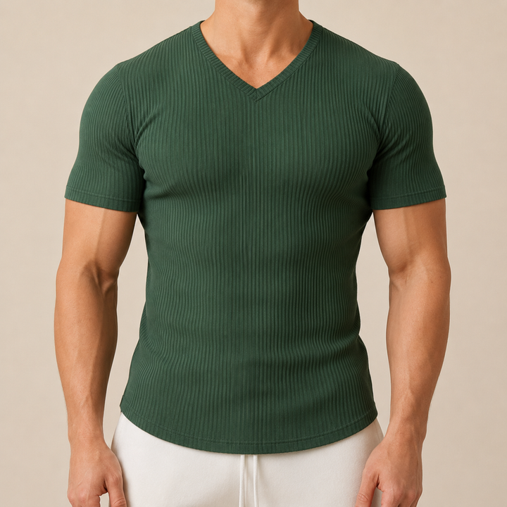 T-Shirt Sportiva da Uomo Slim Fit con Collo a V