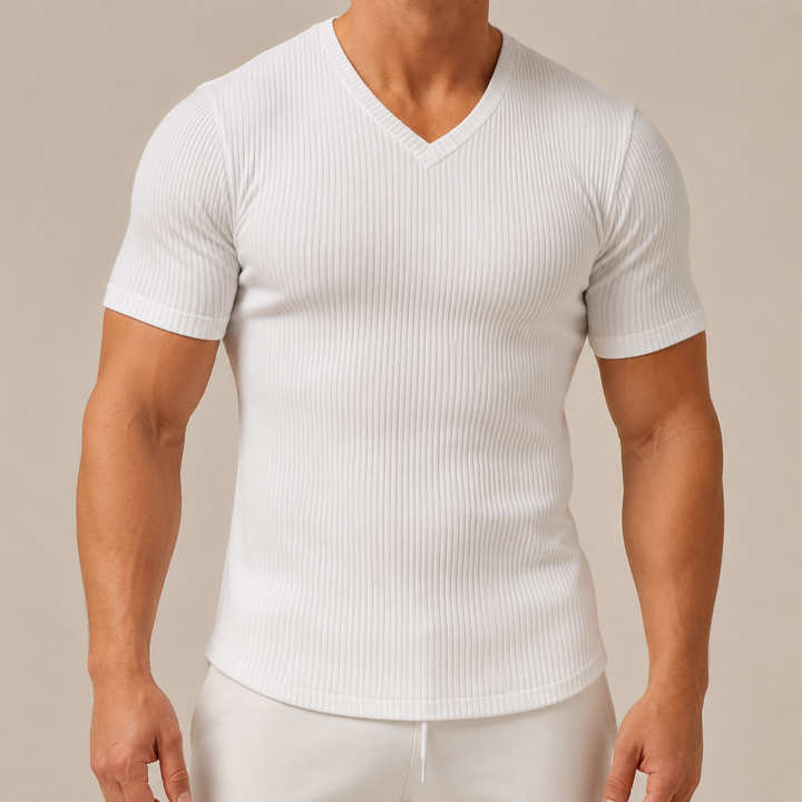 T-Shirt Sportiva da Uomo Slim Fit con Collo a V