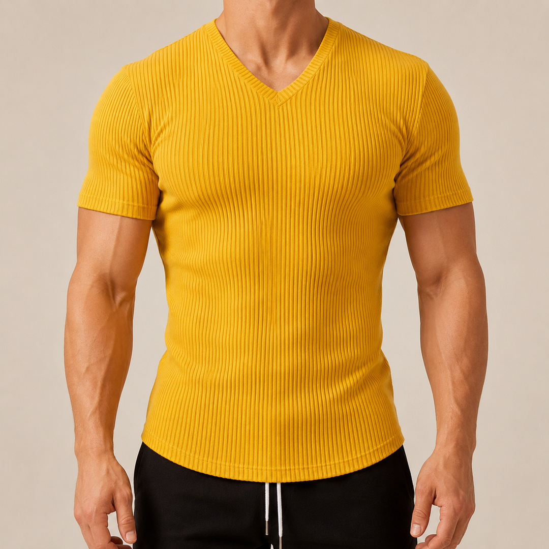 T-Shirt Sportiva da Uomo Slim Fit con Collo a V