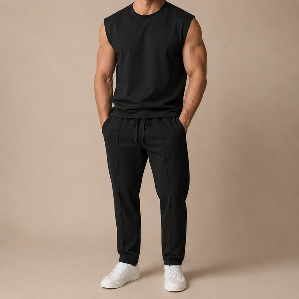 Set sportivo uomo – canotta smanicata traspirante e pantaloni