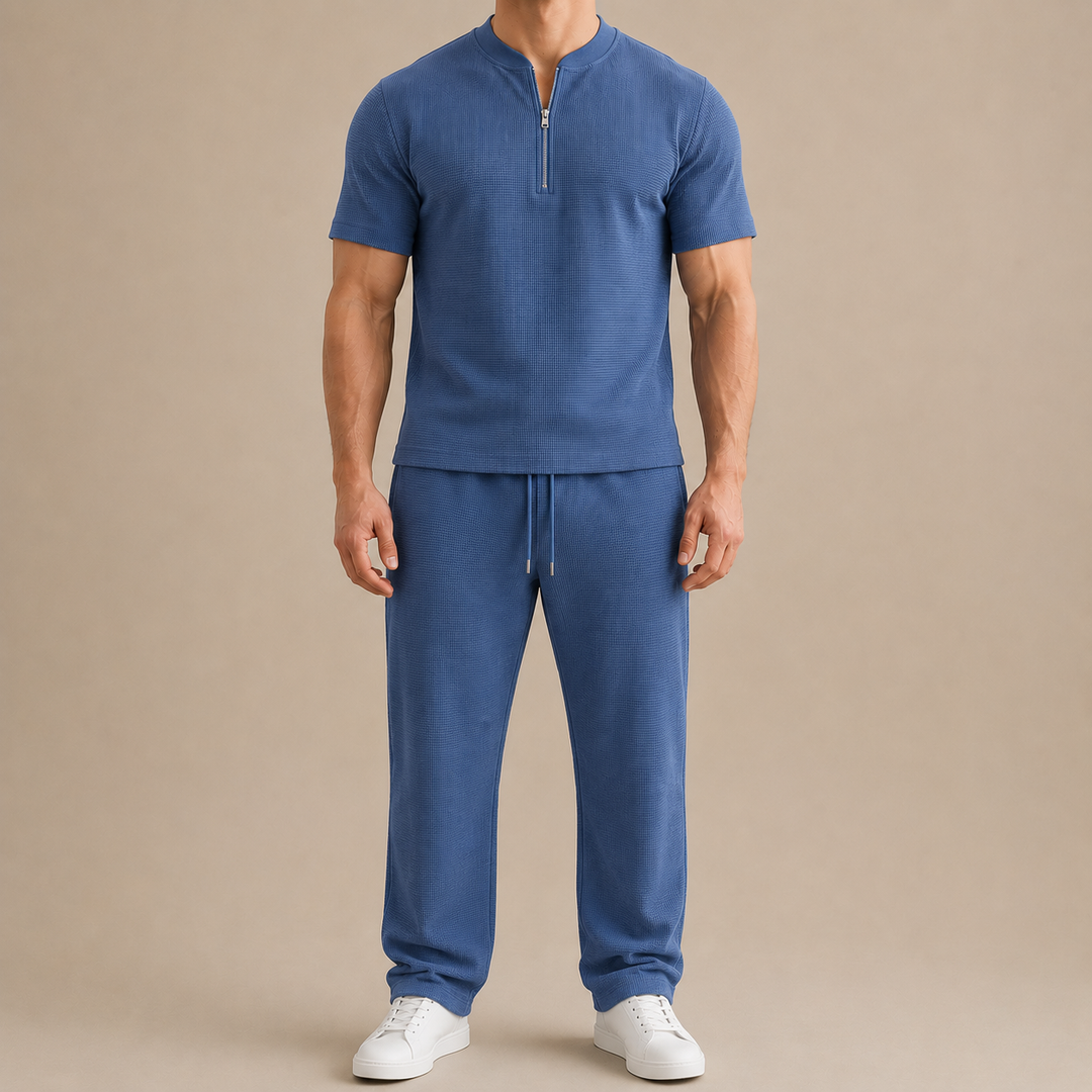 Set con Zip e Collo a Waffle per Uomo Estivo