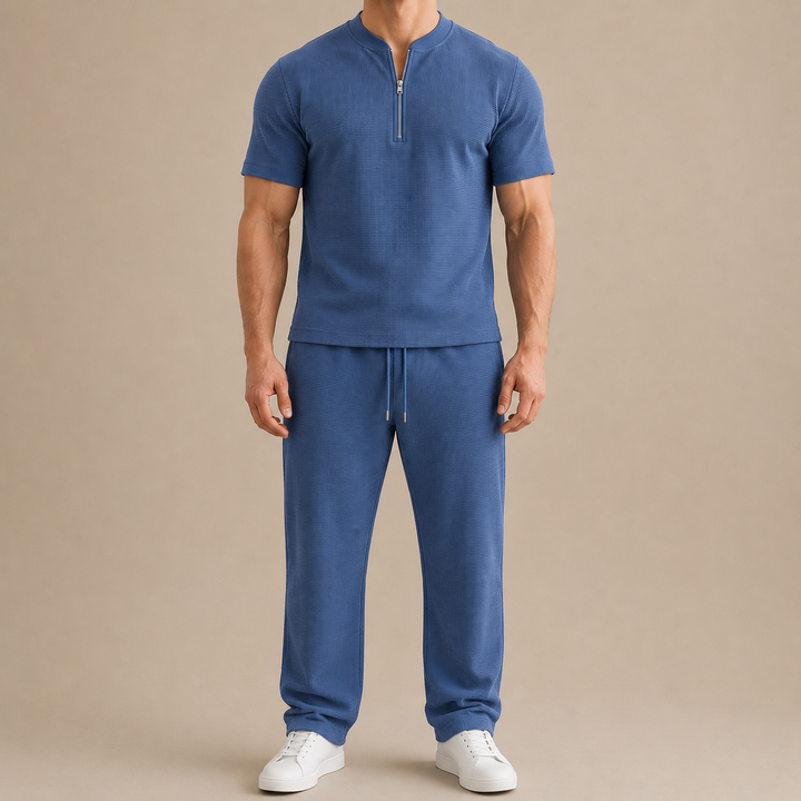Set con Zip e Collo a Waffle per Uomini Estate