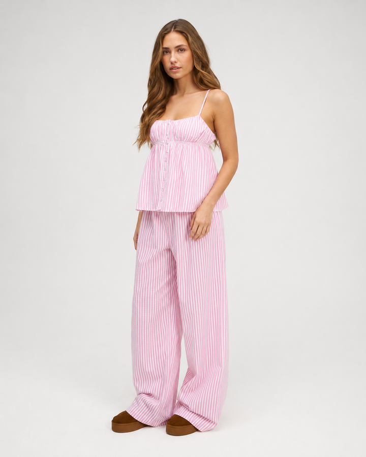 Completo cami fluido e pantaloni a gamba larga - righe sottili