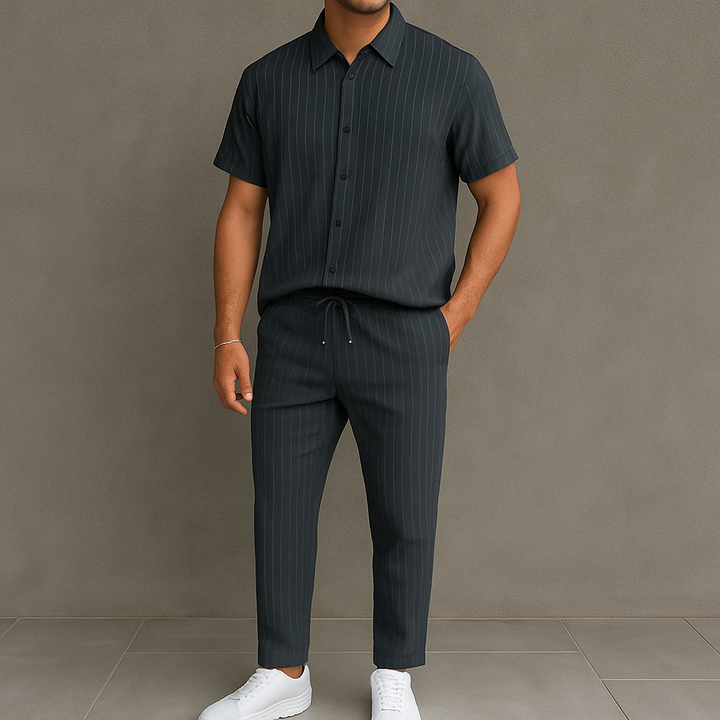 Camicia da Uomo con Bottoni e Pantaloni con Coulisse