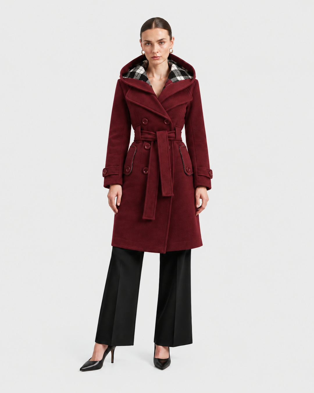 EVELINA – Cappotto con cappuccio e cintura