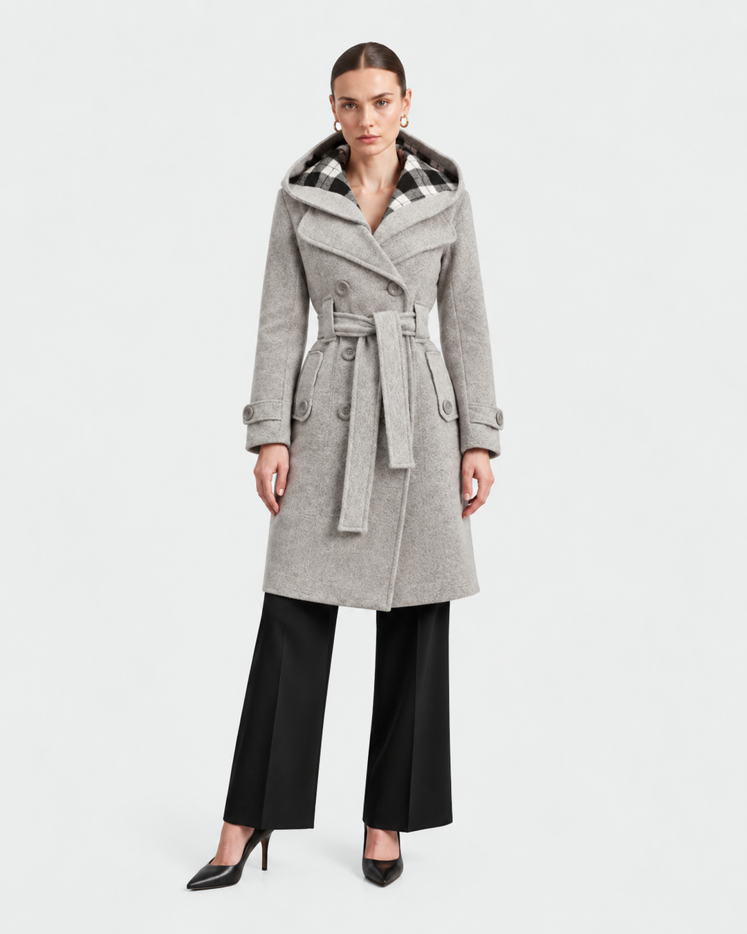 EVELINA – Cappotto con cappuccio e cintura