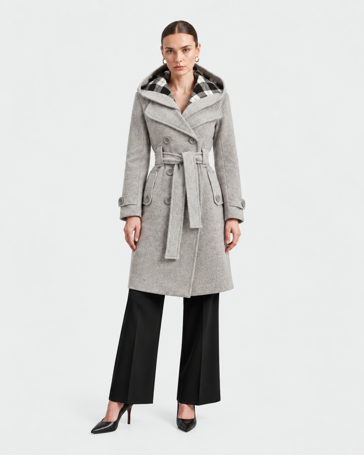 EVELINA – Cappotto con cappuccio e cintura
