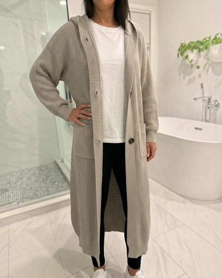 Chiara – Cardigan lungo oversize in nero | Luna Moda