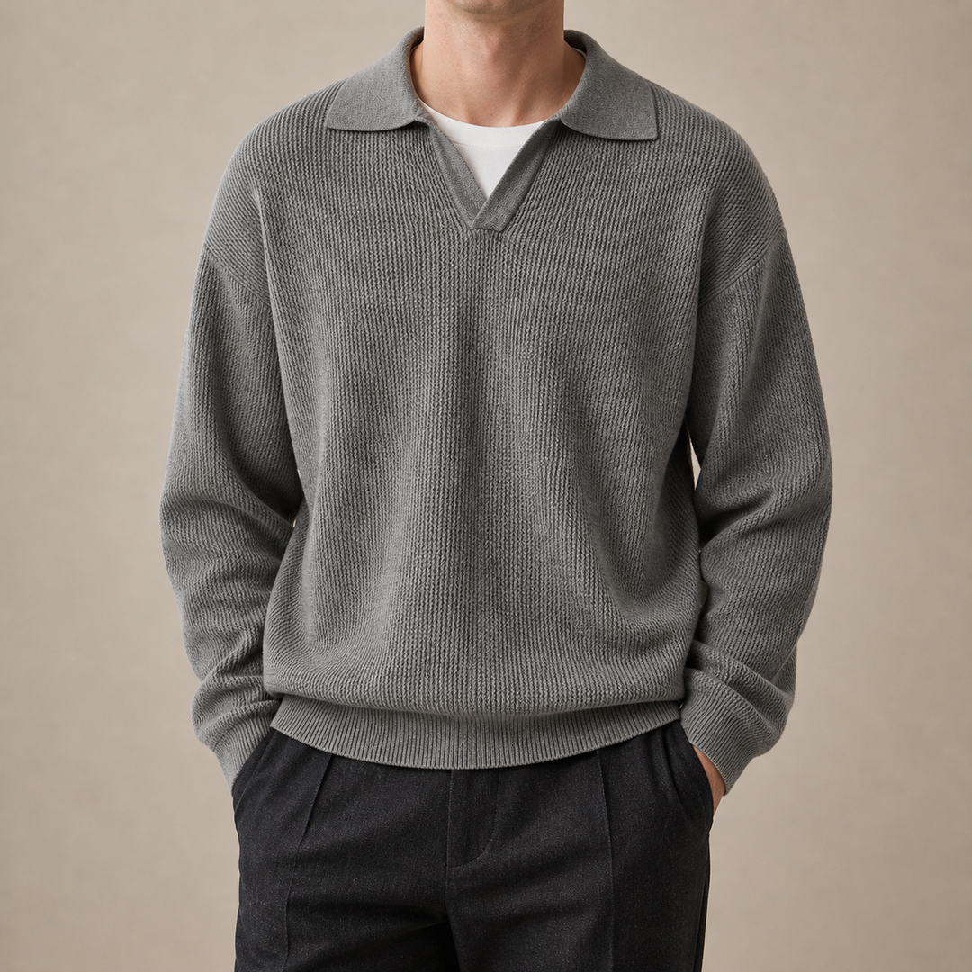Maglione Polo a Maglia Testurizzata