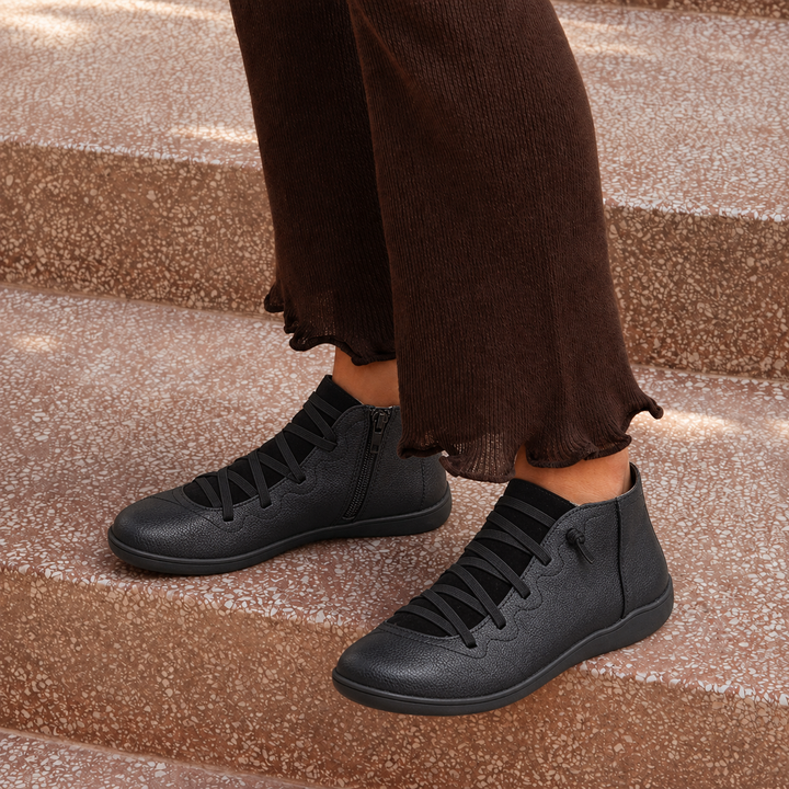 ISADORA – Stivaletti da donna color cuoio con lacci e zip laterale | LUNA MODA