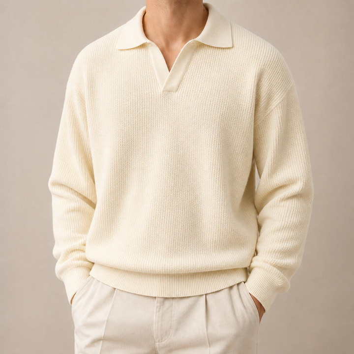 Maglione Polo a Maglia Testurizzata