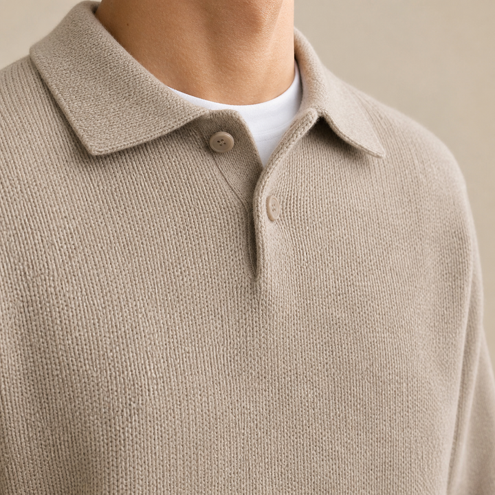 Cortina – Maglione in lana collo a mezza zip e bottone