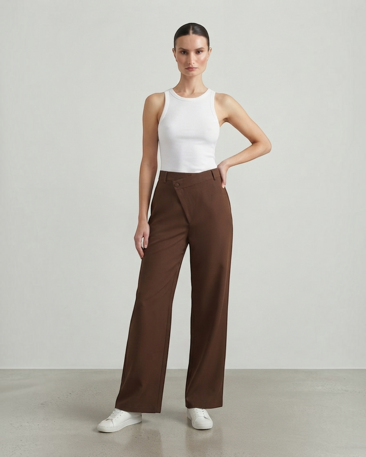LICIA – Pantaloni a gamba larga con pannello asimmetrico