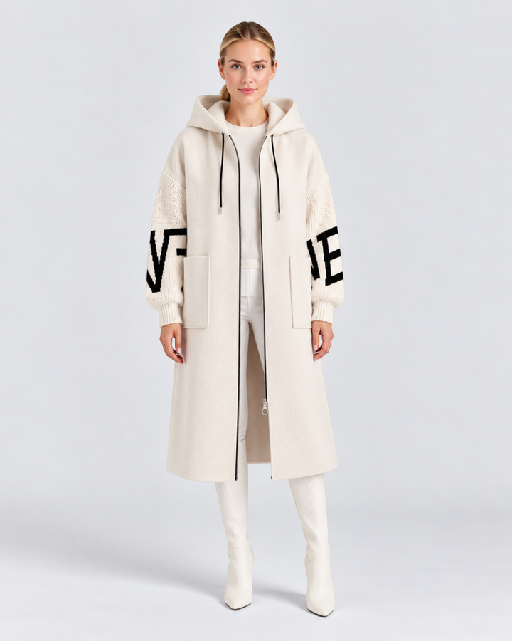 Cappotto LUCIA bianco, vista frontale — LUNA MODA.