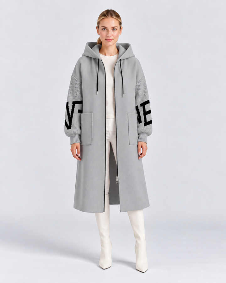 Cappotto LUCIA grigio, vista frontale — LUNA MODA.