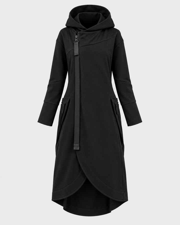 LAURA, felpa asimmetrica con cappuccio – Luna Moda