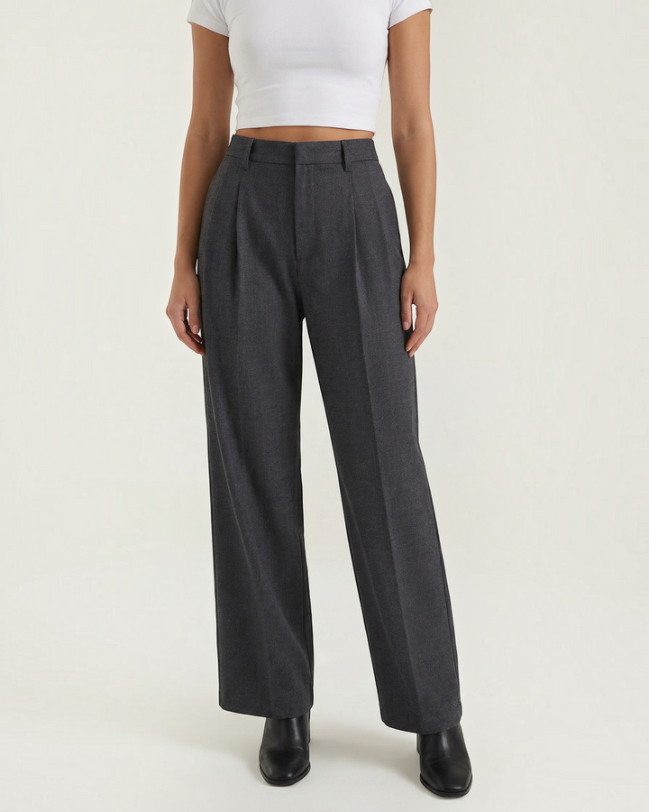 MICHELA – Pantaloni dritti con pieghe frontali