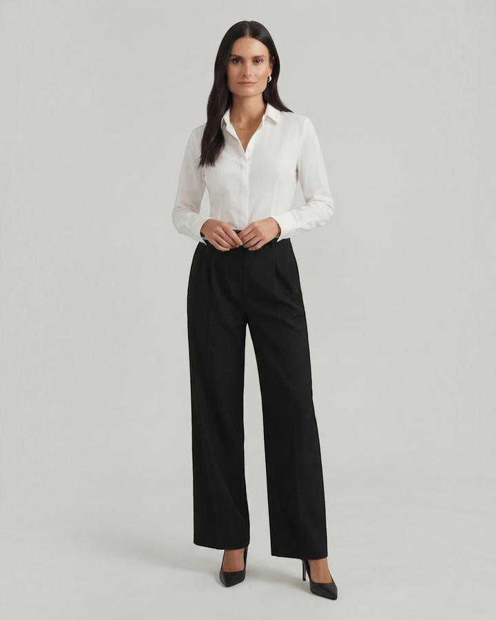 MICHELA – Pantaloni dritti con pieghe frontali
