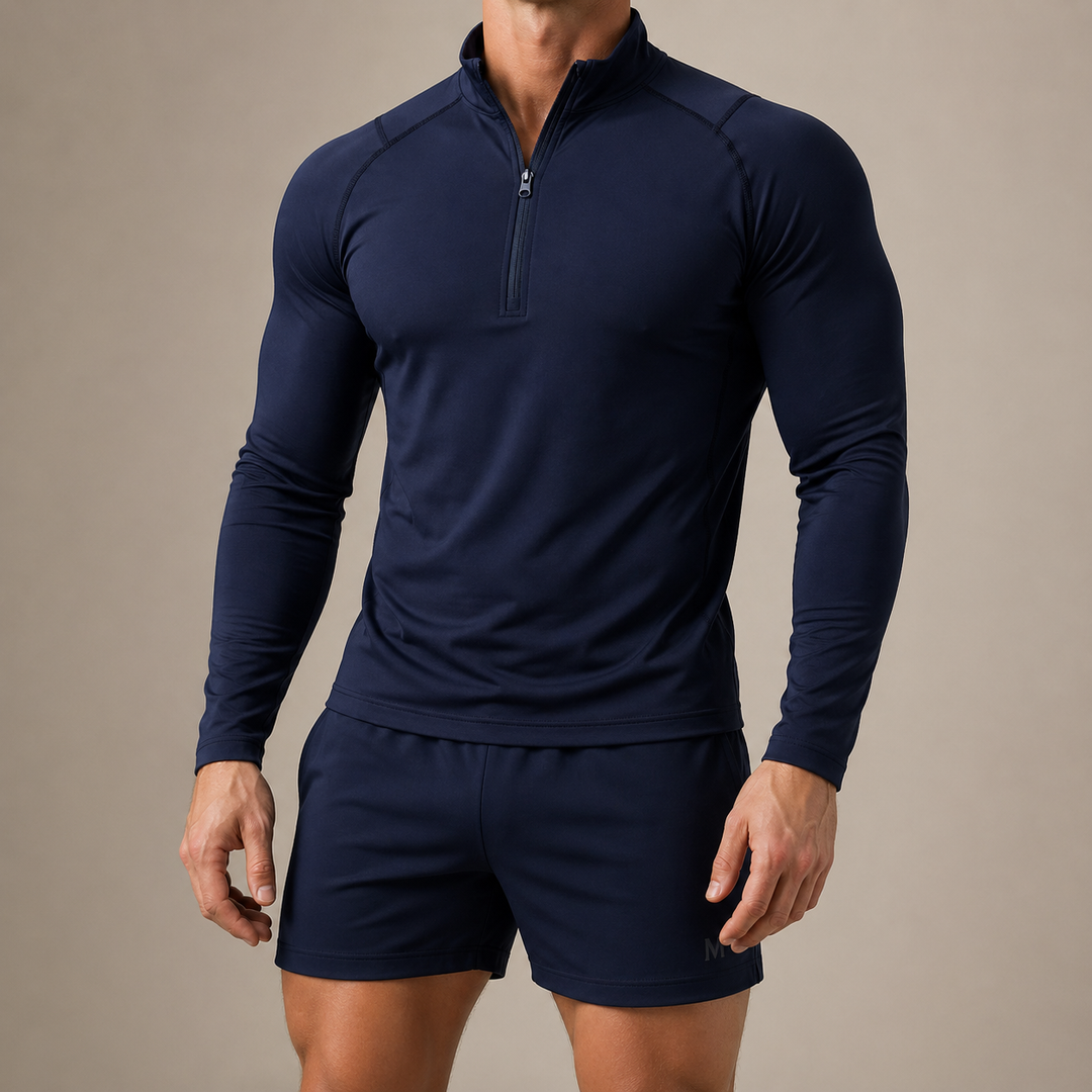 Maglia mezza zip elasticizzata sagomata