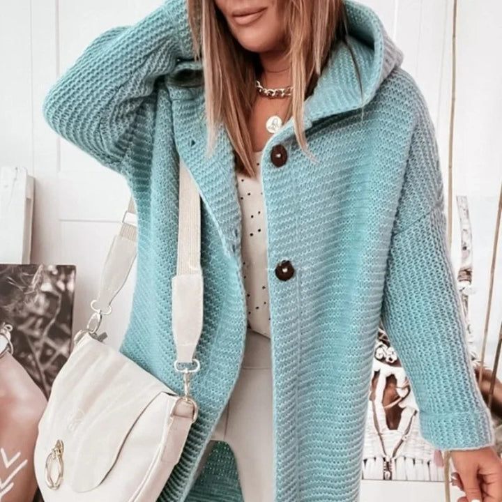 ELENA – Cardigan lungo con cappuccio