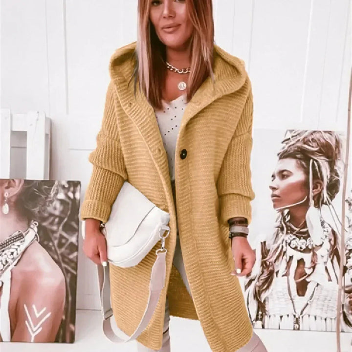 ELENA – Cardigan lungo con cappuccio