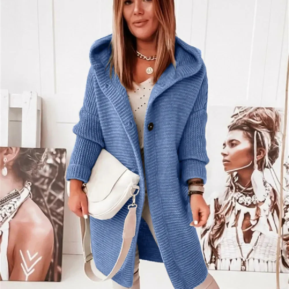 ELENA – Cardigan lungo con cappuccio