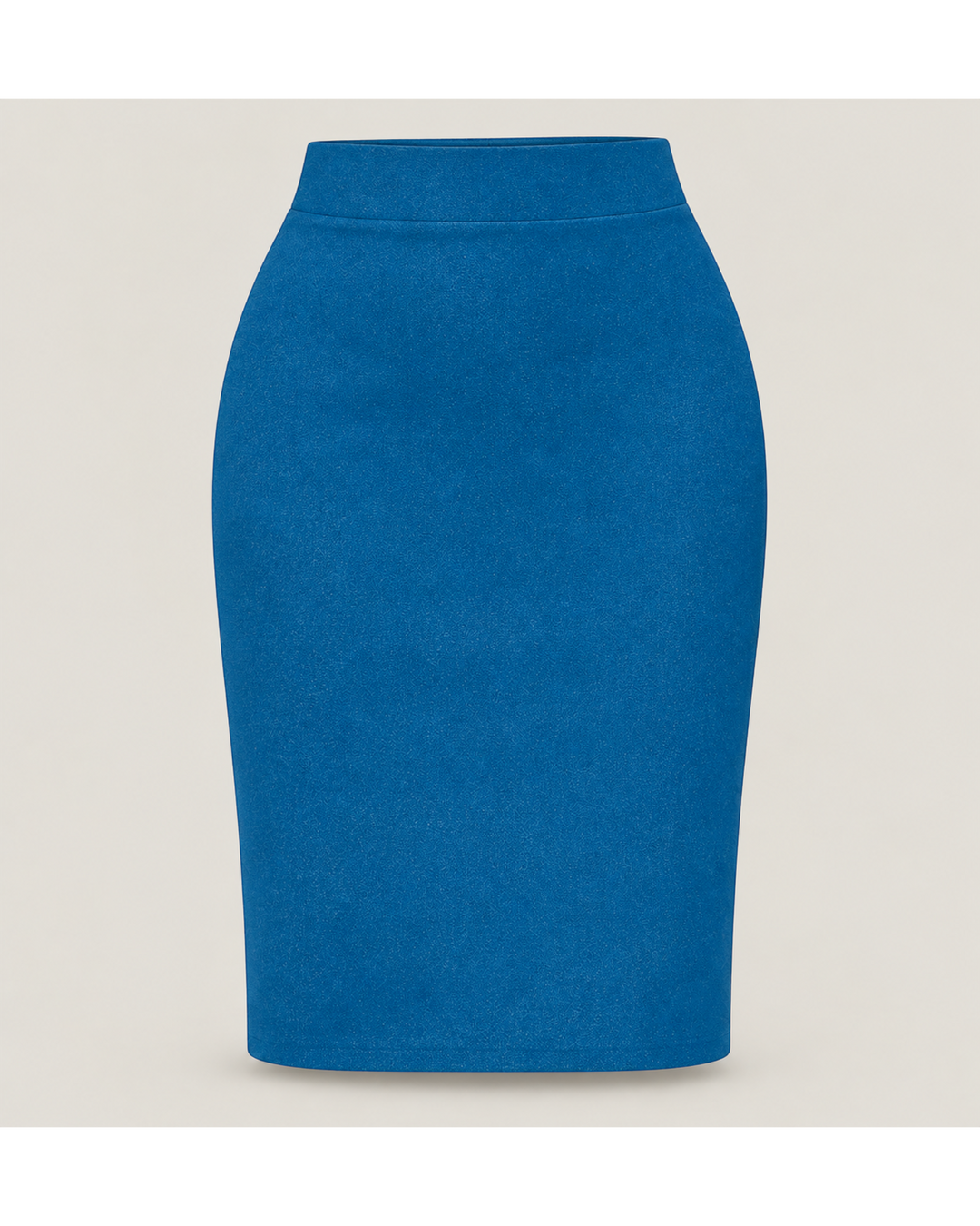 Luna Moda blue high-waisted pencil skirt with a structured matte finish, perfect for professional office wear.