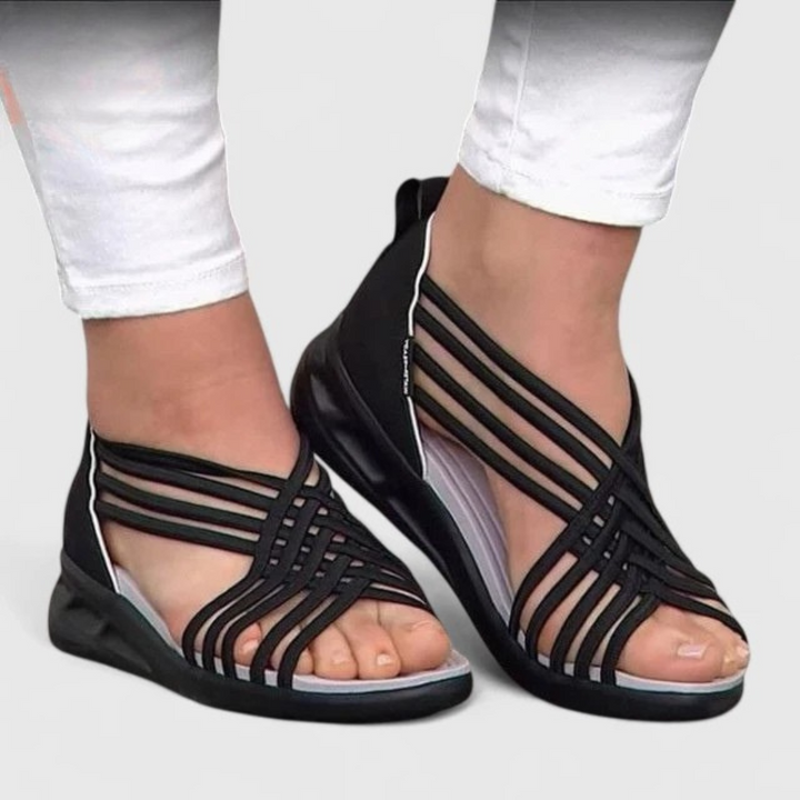 DONATELLA – Sandalo con plateau intrecciato