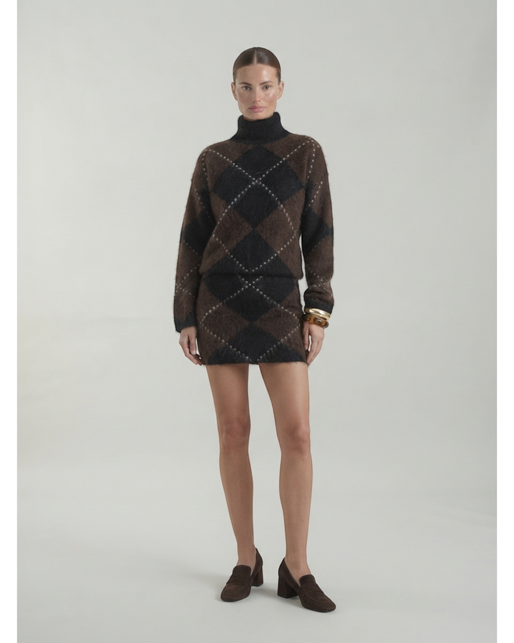 VANESSA – Minigonna a matita con motivo a rombi