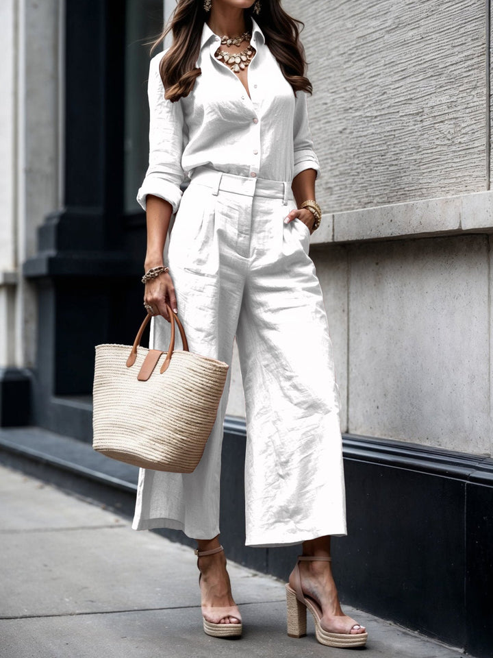 Isadora – Coordinato casual chic rosa con capri fluidi