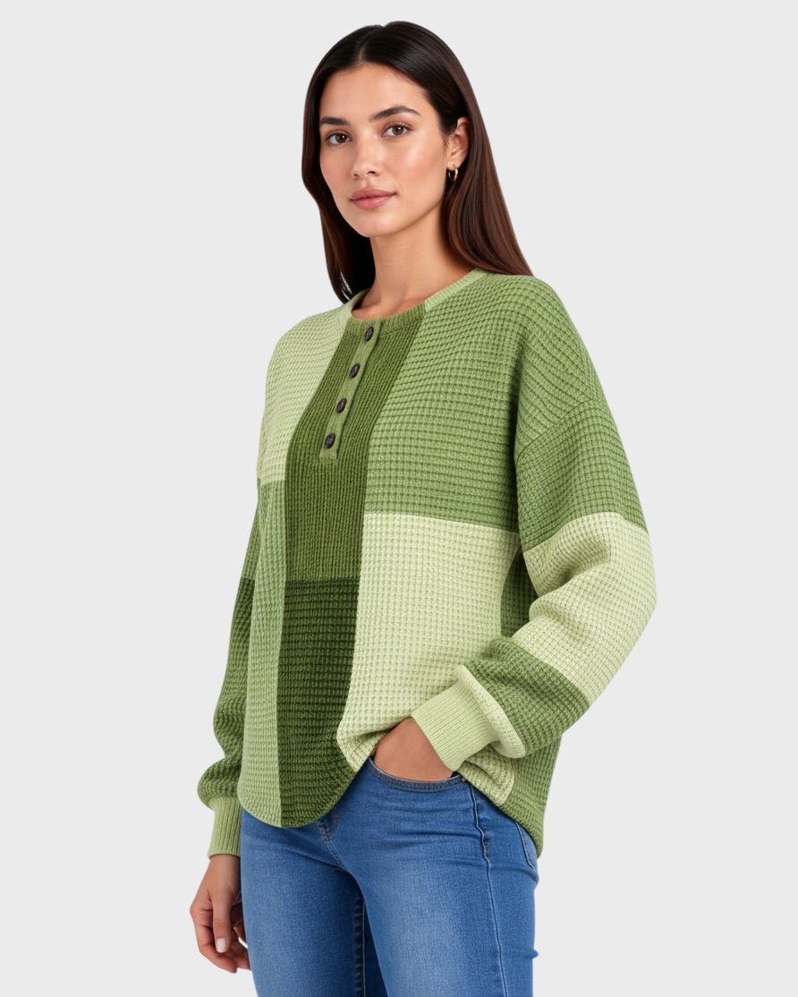 Celeste – Maglia Henley a pannelli in verde | Luna Moda
