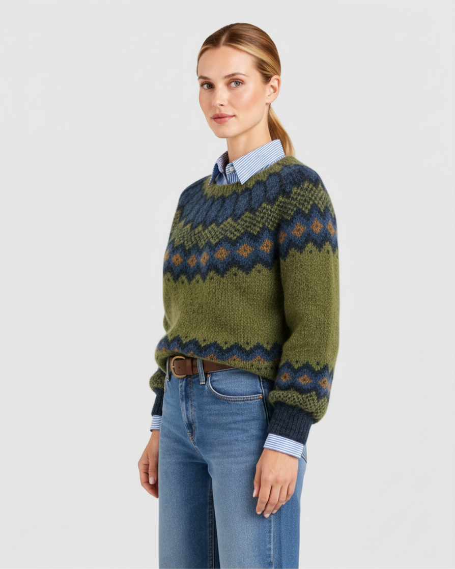 Romina – Maglione dolcevita con motivo nordico