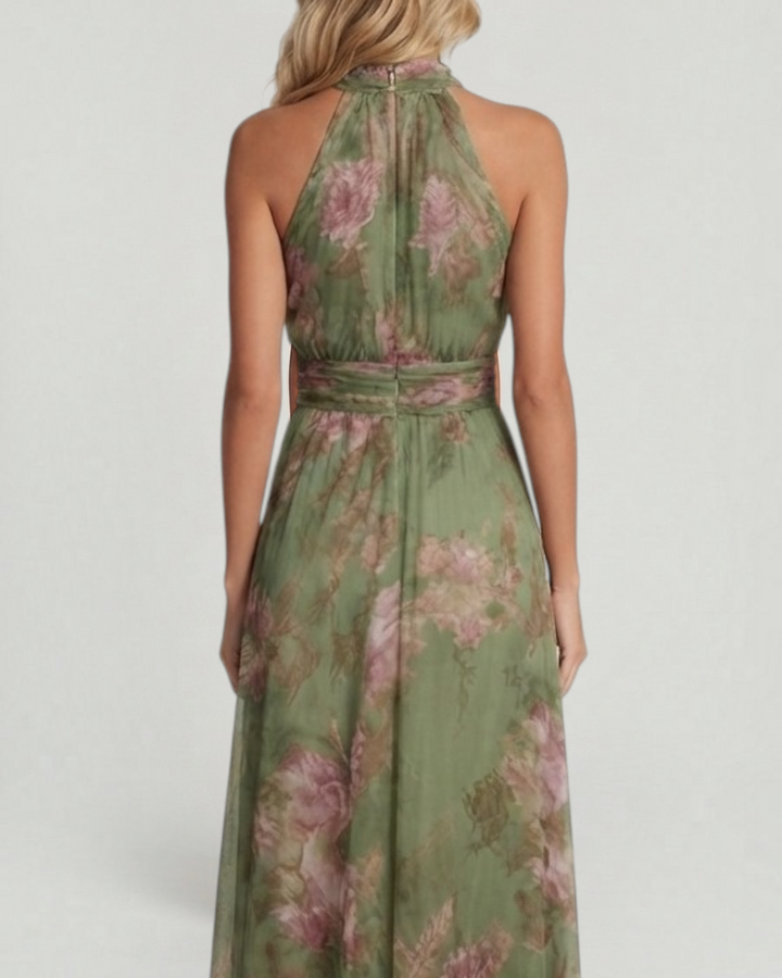 SERELIA – Abito maxi halter con stampa floreale
